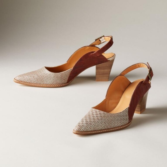 Sundance Shoes - Sundance Anya Slingback Metallic Leather Heels